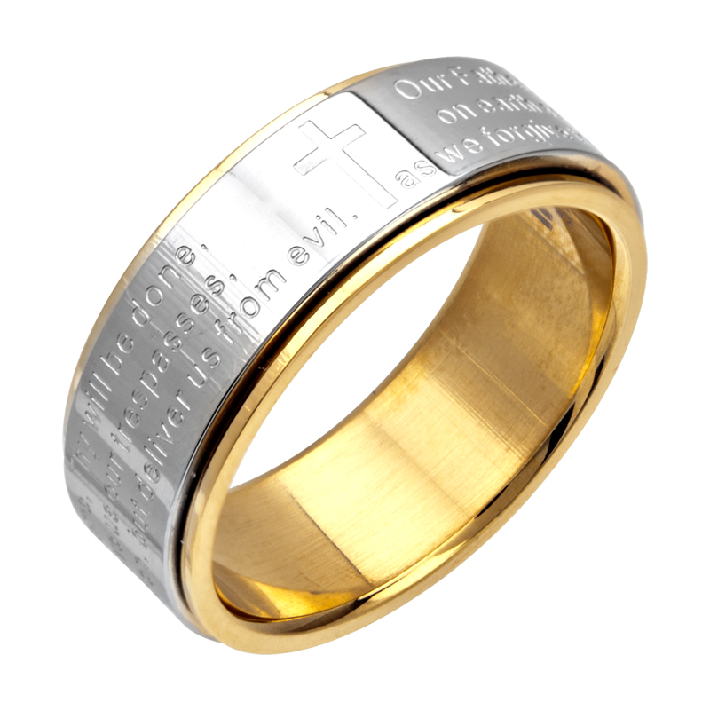 Mens Stainless Steel Ring - Our Father 2