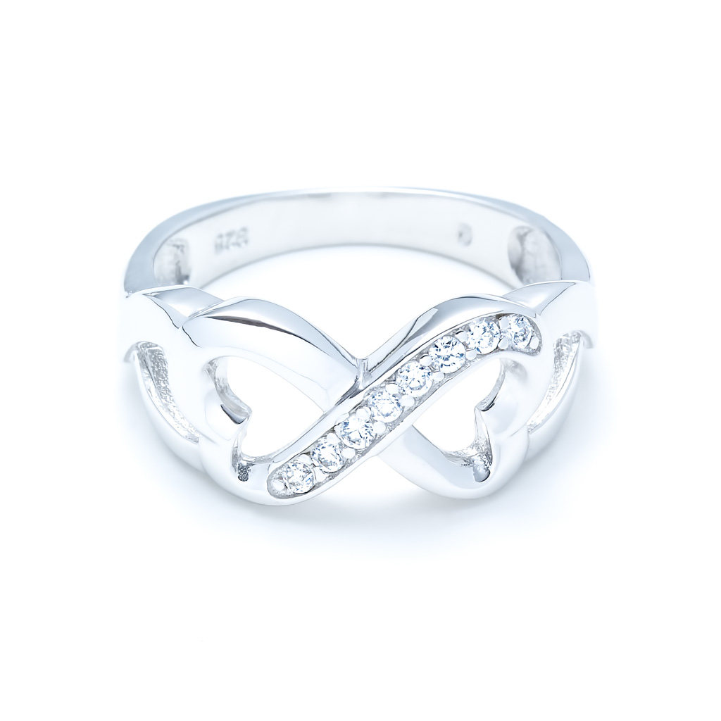 Sterling Silver Heart Infinity Ring with CZ