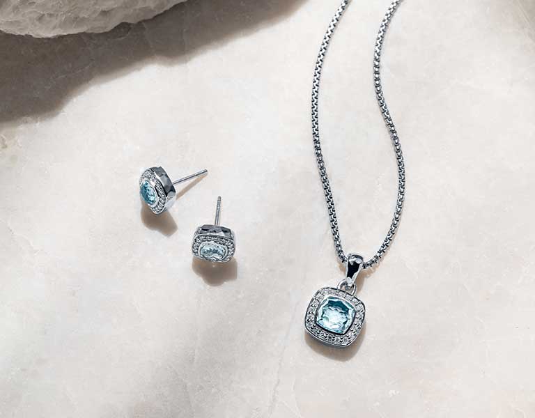 Celebrate her with the true brilliance of Sky Blue Topaz Jewelry in our Signature Cut.