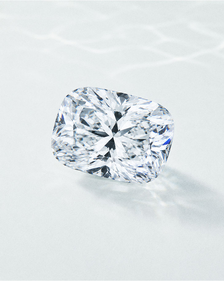 Elongated cushion-cut diamond