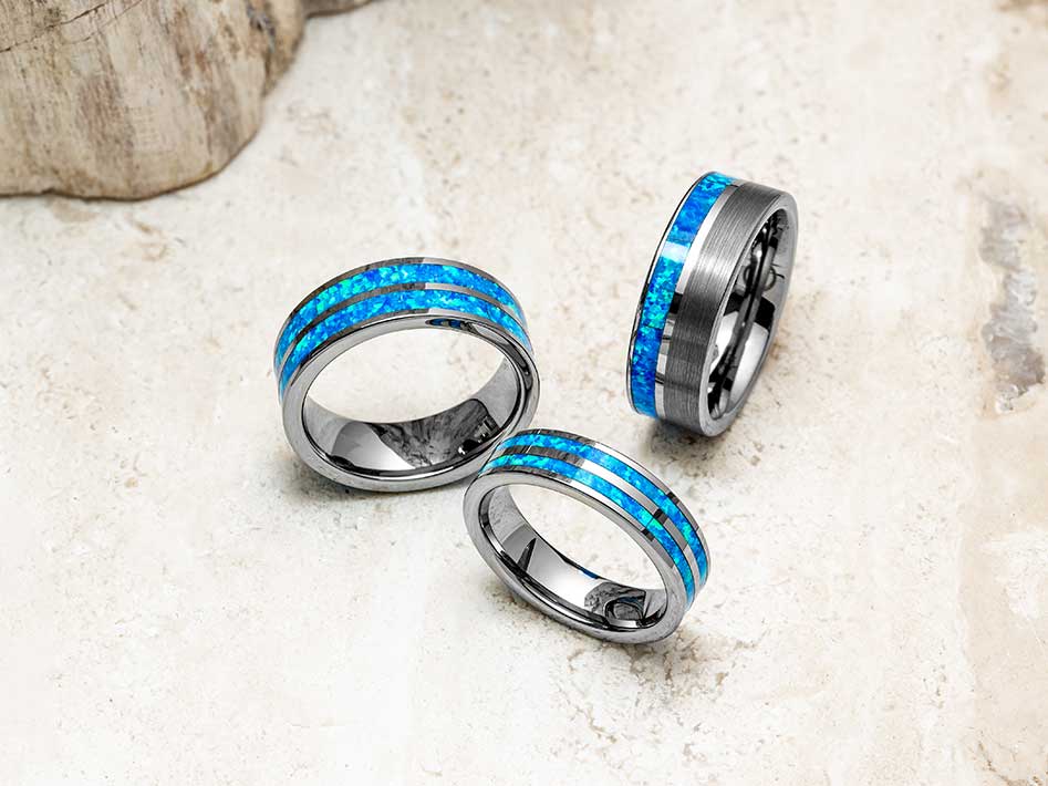 Blue Opal Inlay Bands