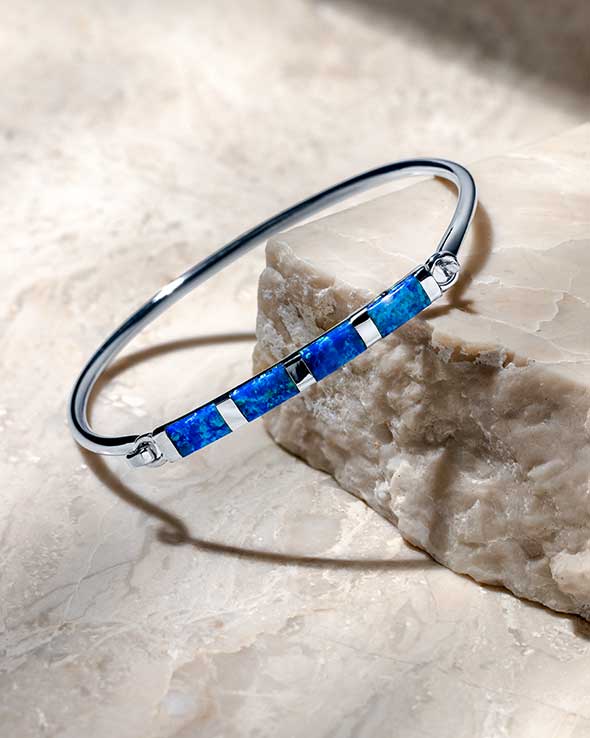 Blue Opal bracelets — ocean drop, color bar, inlay designs