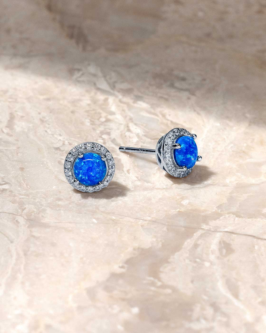 Layered created blue opal stone