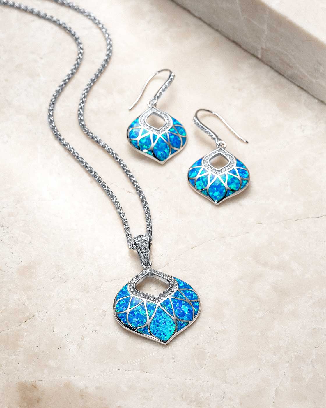 Mosaic blue opal inlay work