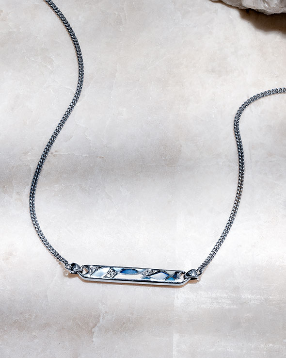 Dream Island necklaces: Capri inlay pendants, Sparkling Sea stations, mosaic shell drops