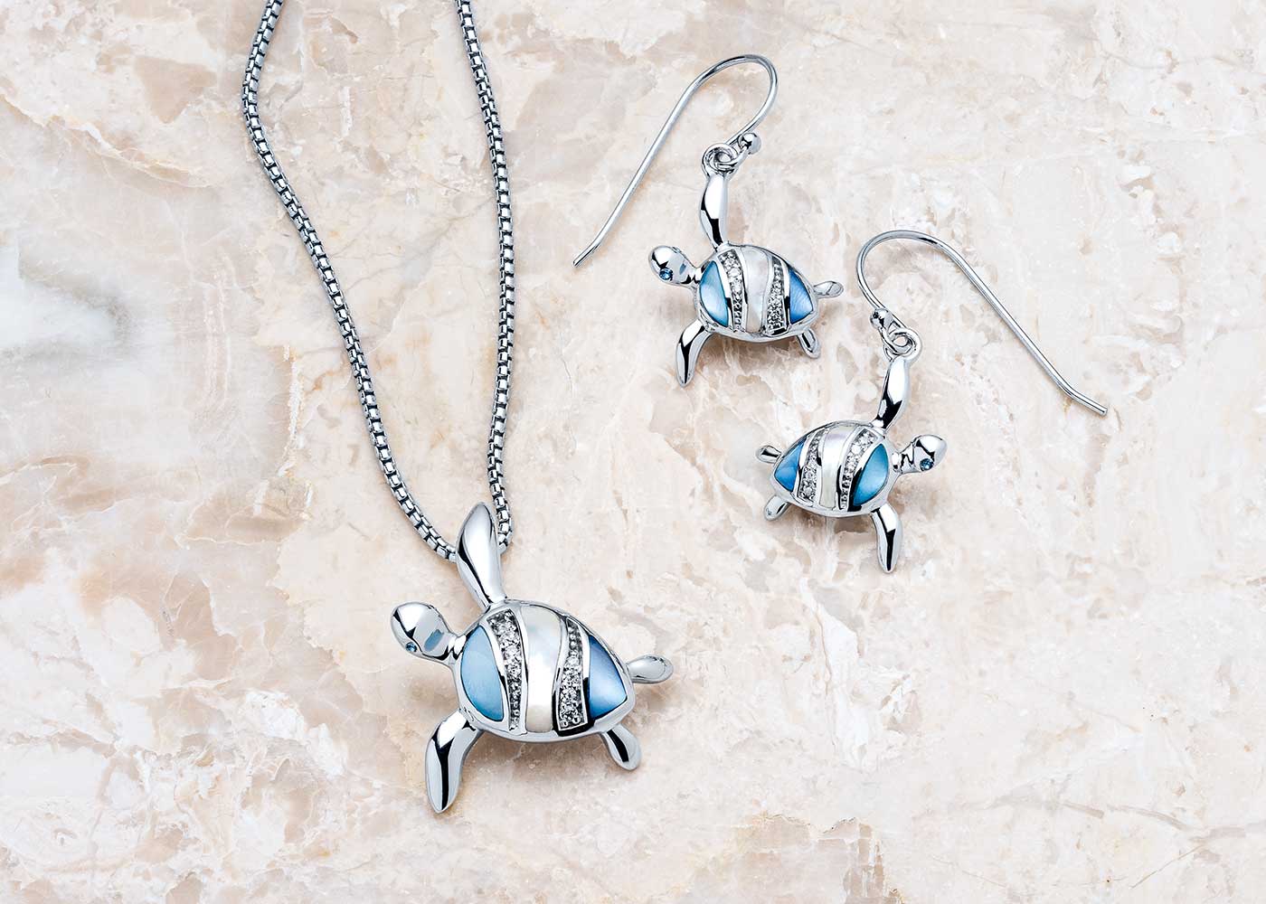 Landing Company Honu sea turtle necklace and earrings set — a keepsake of longevity