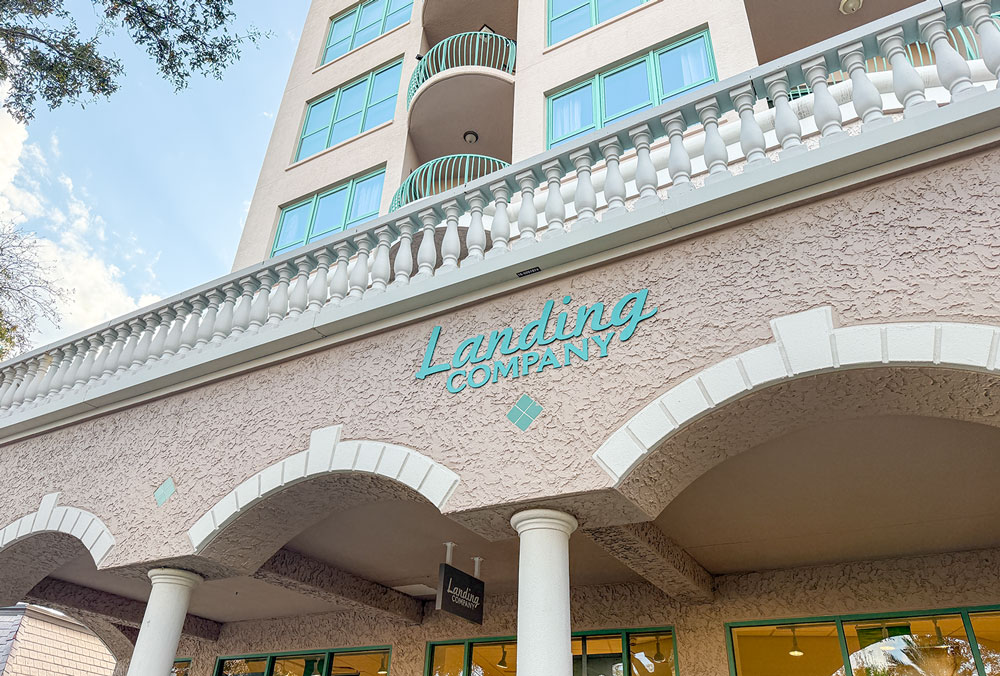 Landing Company Outside Signage on the front of Cloisters Condo