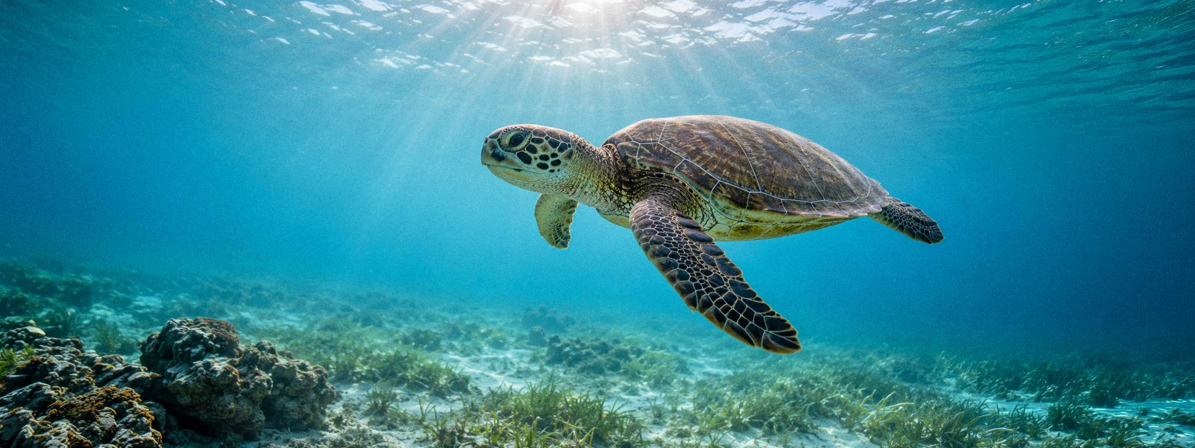 A Landing Company sea turtle necklace worn on the Florida Gulf Coast at golden hour