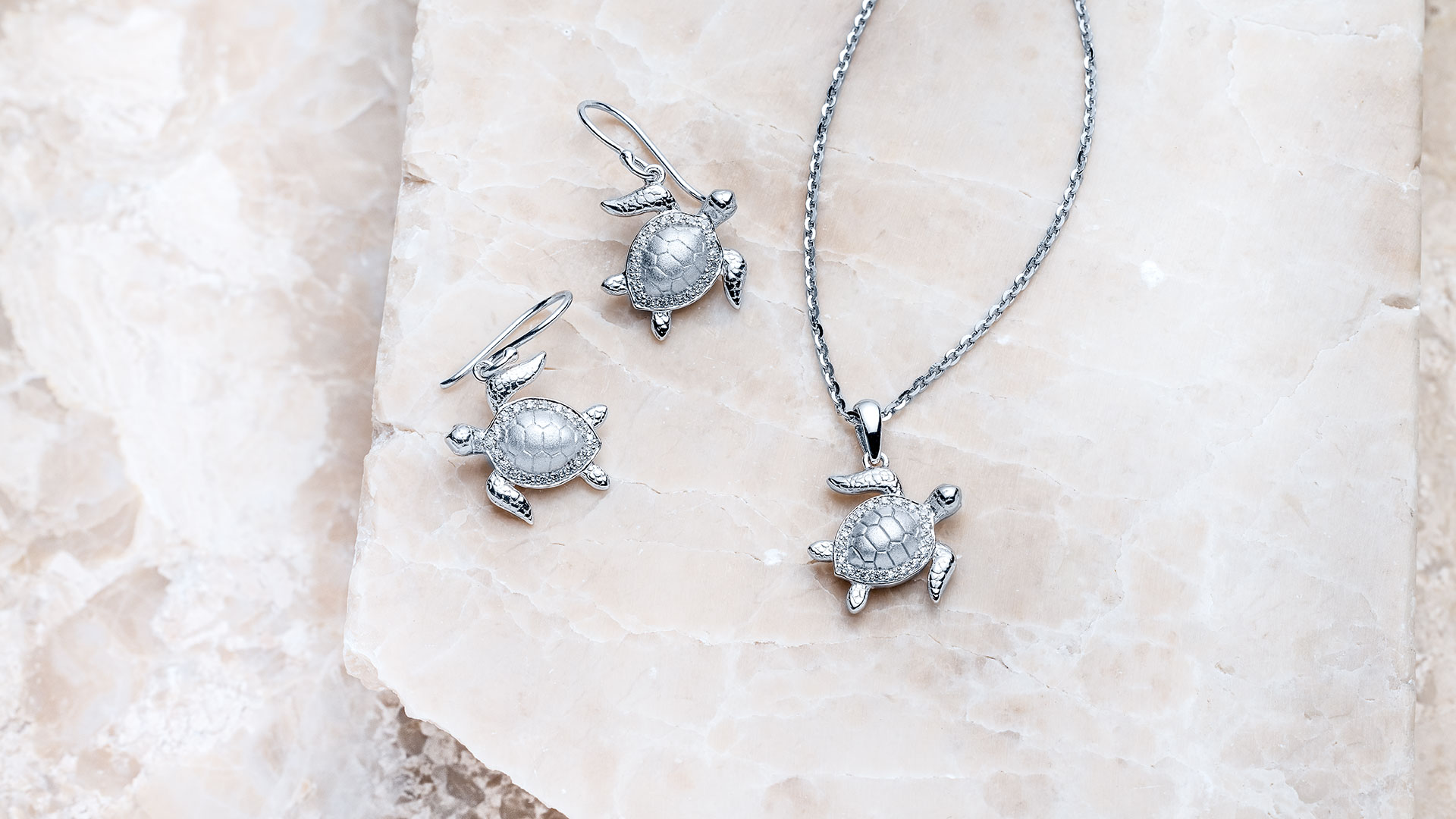 Radiant Sea Turtle Necklace & Earrings