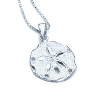 Diamond Cut Sand Dollar Small Necklace in Sterling Silver