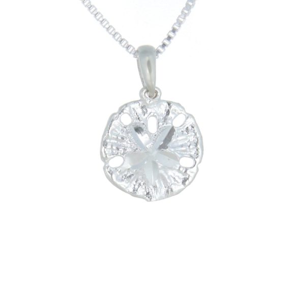 Diamond Cut Sand Dollar Mini Necklace in Sterling Silver