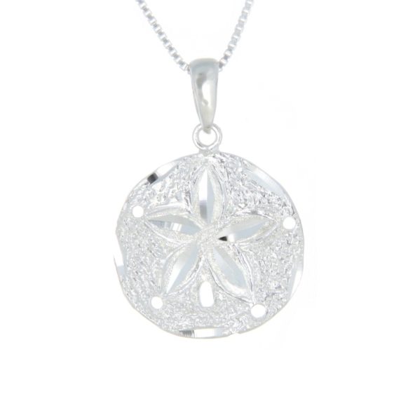 Diamond Cut Sand Dollar Necklace in Sterling Silver