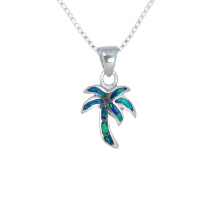 Blue Opal Palm Tree Necklace