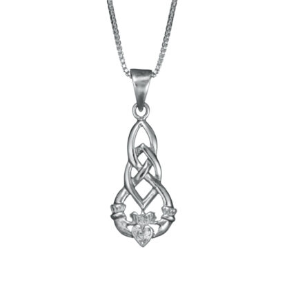 Claddagh Trinity Cz Necklace