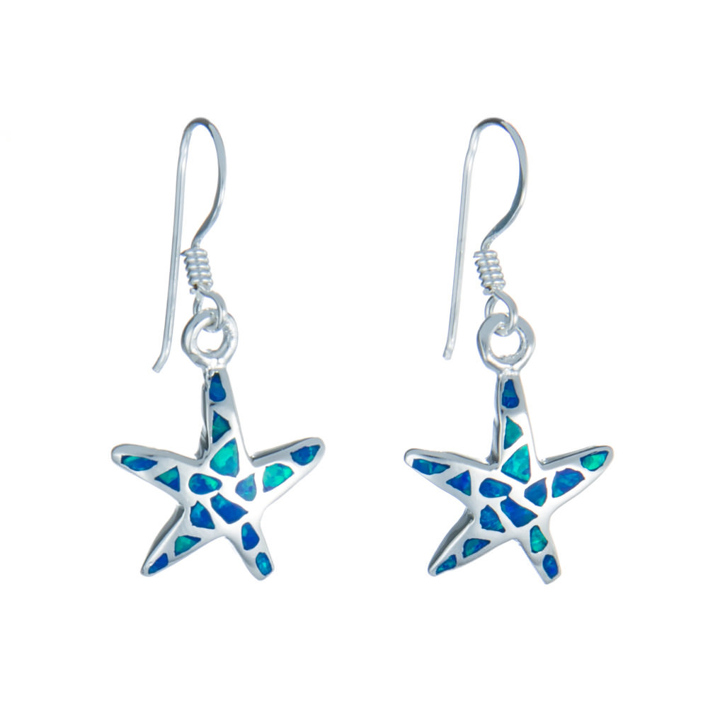 Blue Opal Mini Starfish Earrings