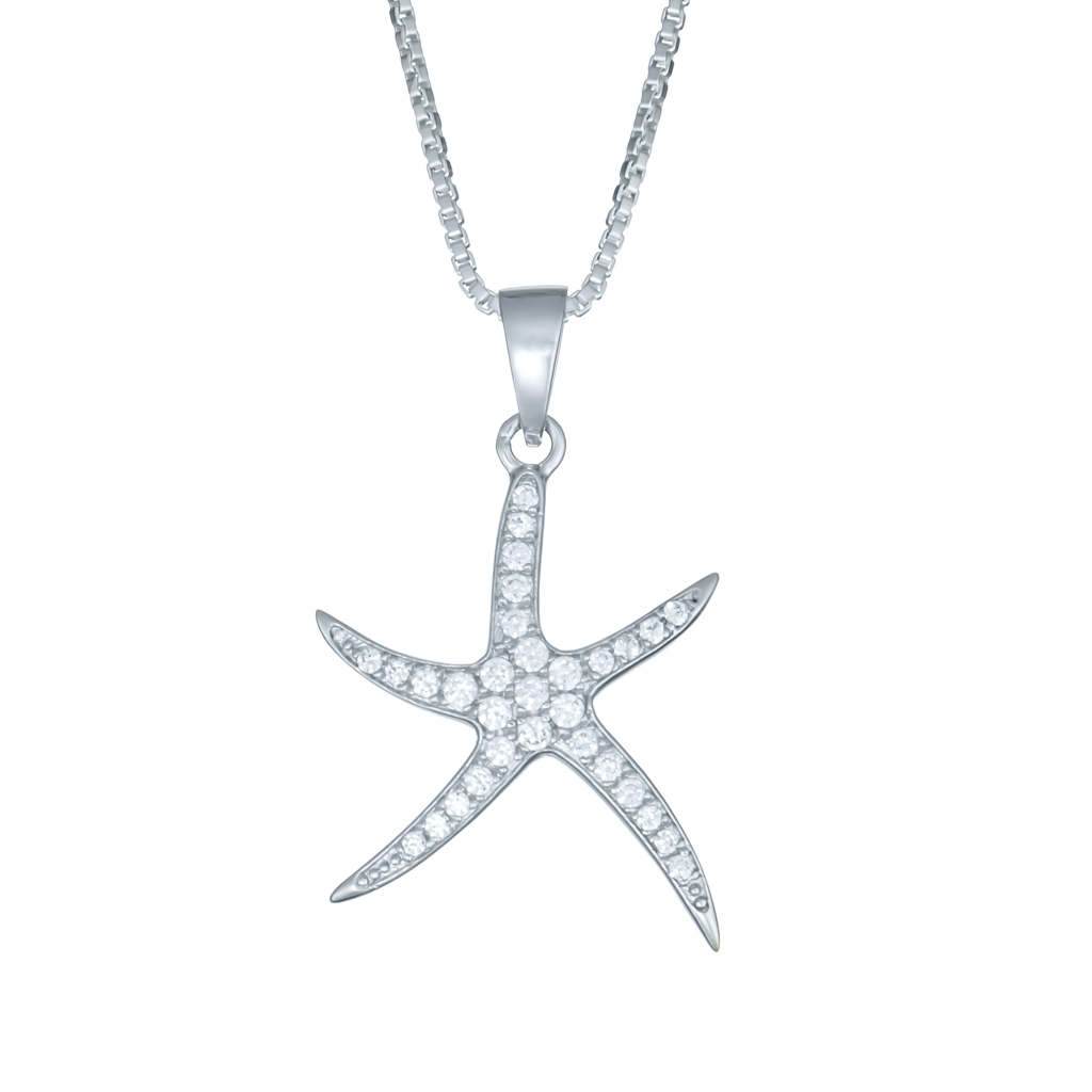 Sterling Silver Starfish with CZ