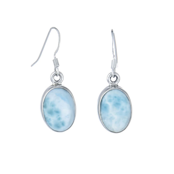 Larimar Long Oval Earrings