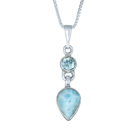 Larimar Duality Necklace with Blue Topaz Medium