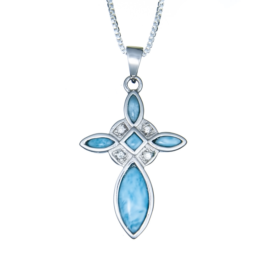 Larimar Cross Necklace | Landing Company