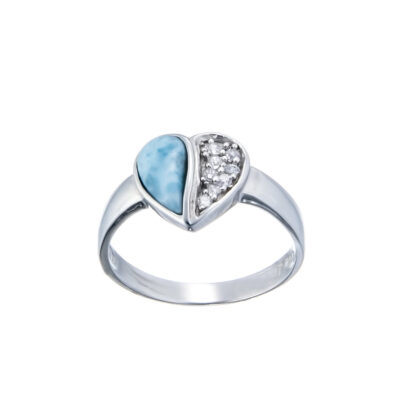 Larimar Heart Ring with CZ