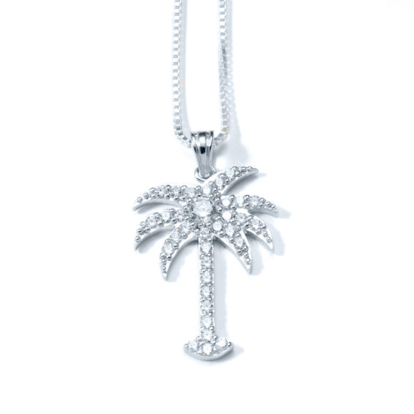 SS-SL-016 Palm Tree Necklace CZ