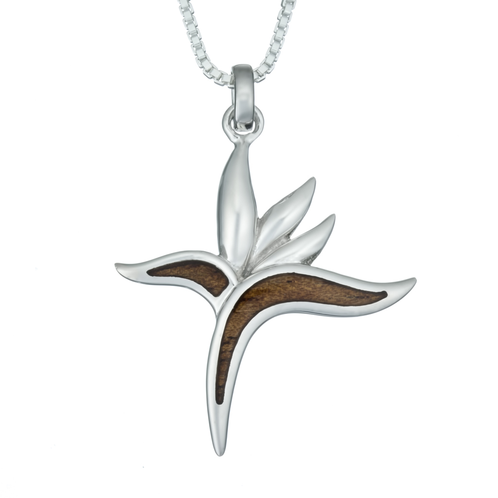 Hawaiian Birds Of Paradise Koa Wood Necklace Landing Company