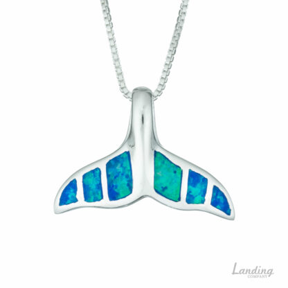 Blue Opal Whale Tail Necklace