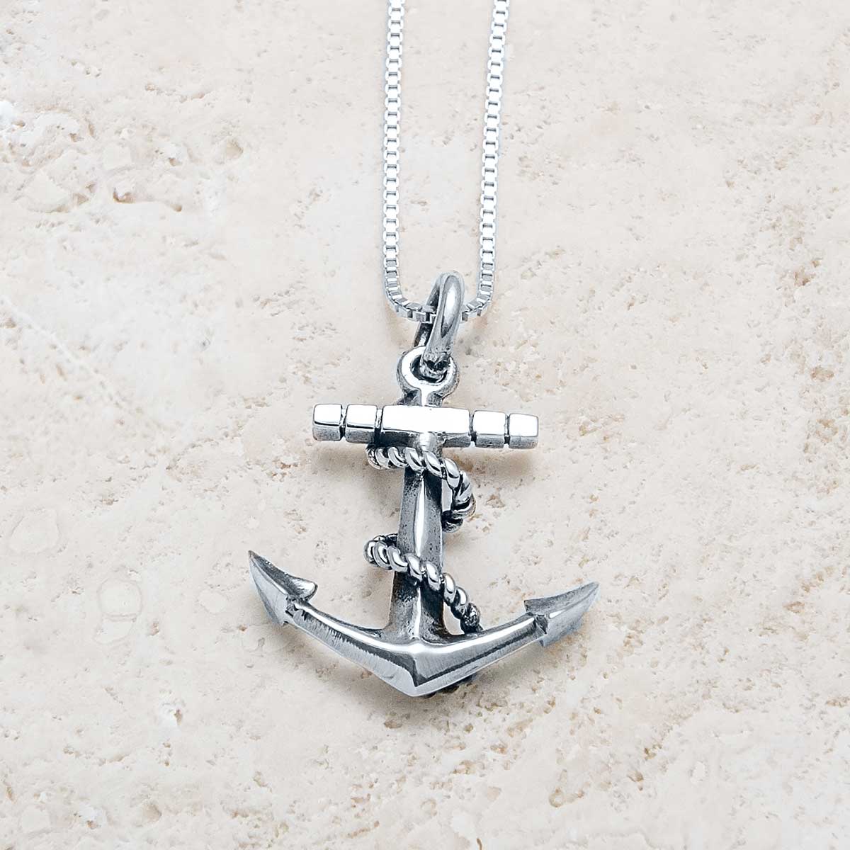 Bayside Anchor Necklace in Sterling Silver Landing Company