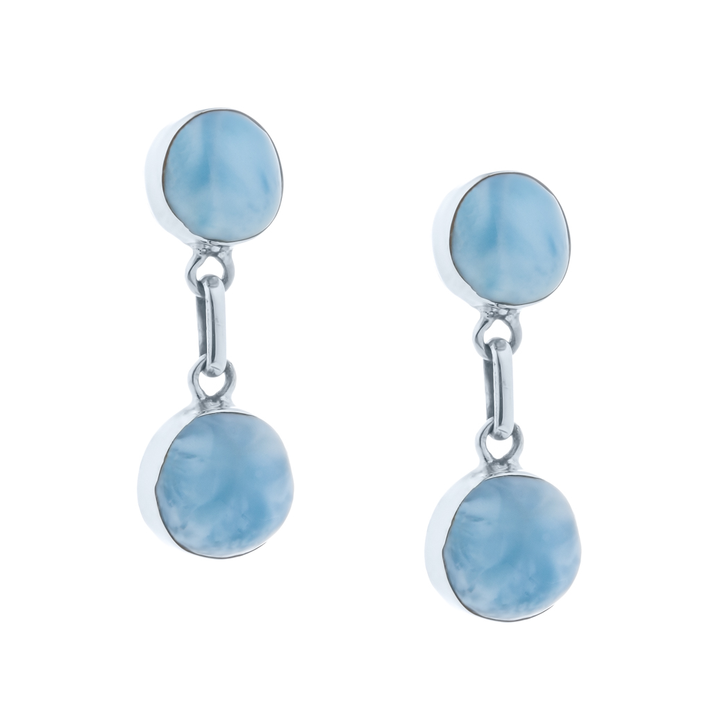Larimar Stone Post Round Earrings