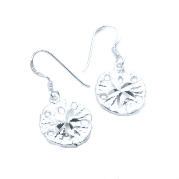 Diamond Cut Sand Dollar Earrings in Sterling Silver