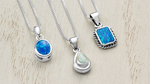 Created Blue and White Opal Jewelry by Landing Company