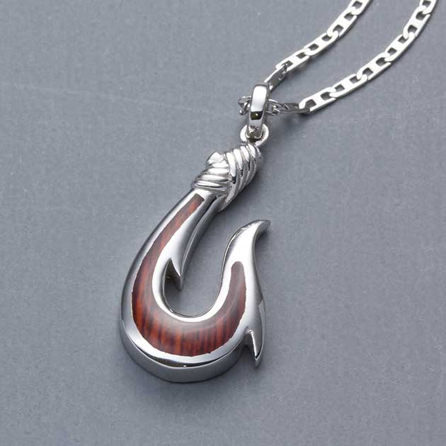 Sterling Silver Wood Fish Hook Necklace Landing Company