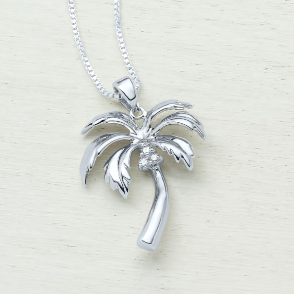 SS-SL-173 Palm Tree Necklace on Wood