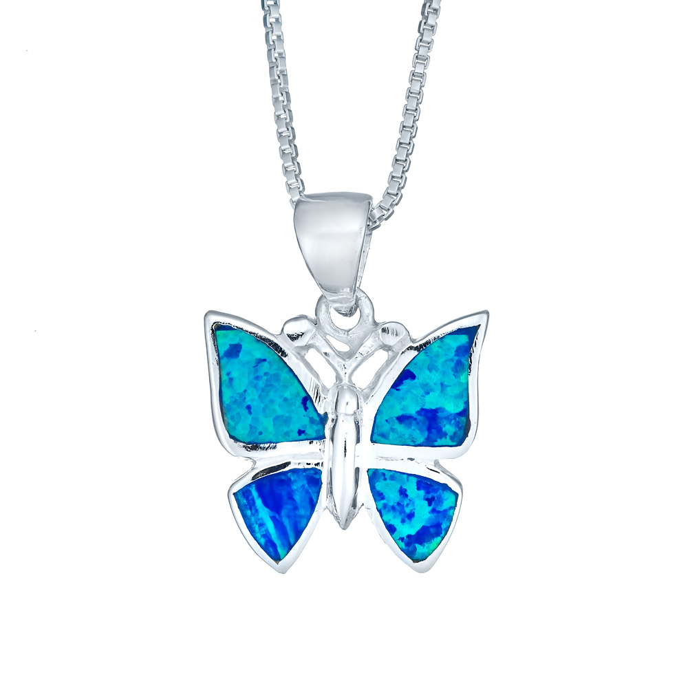 Blue Opal Butterfly Necklace Landing Company