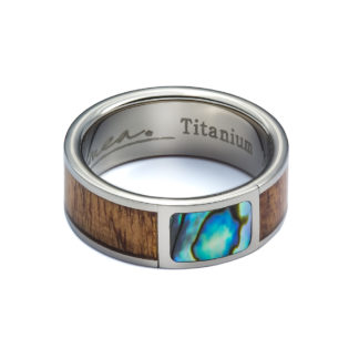Koa Wood and Abalone Titanium Ring TRA-1068D-08