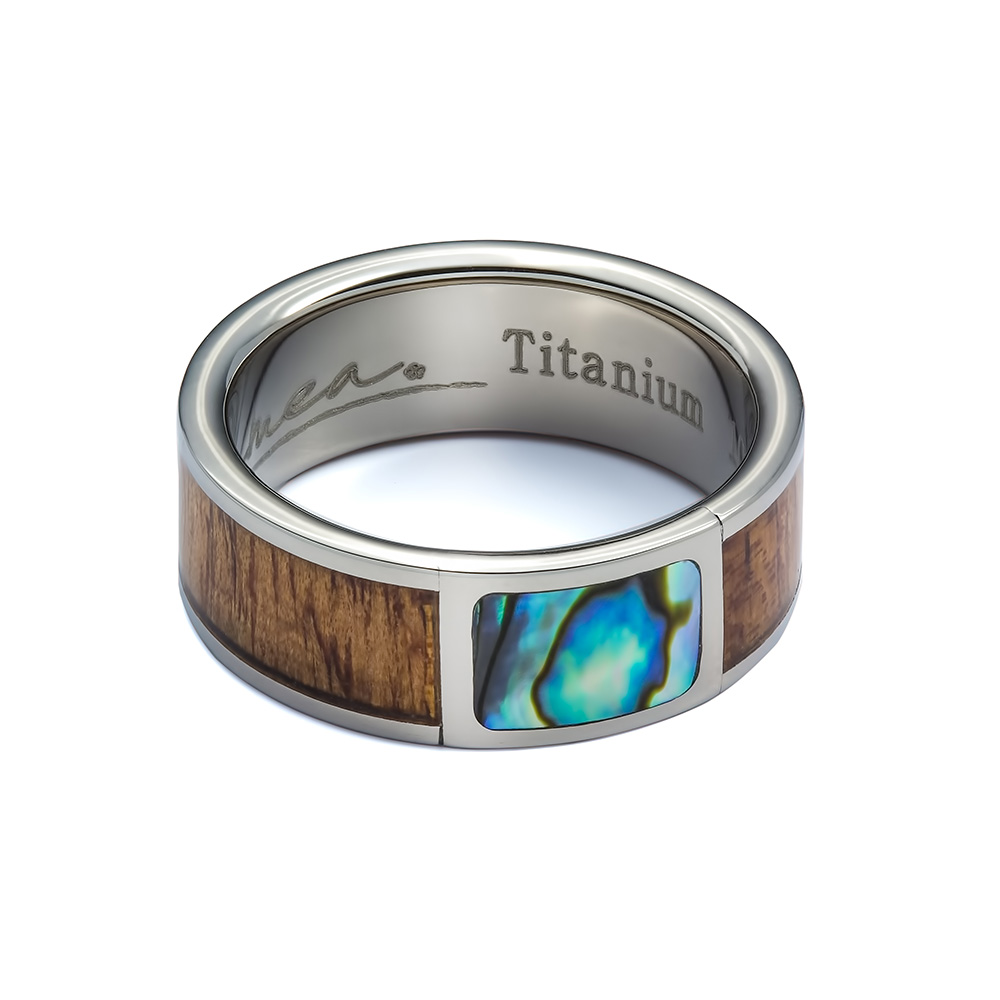 Koa Wood and Abalone Titanium Ring | Landing Company