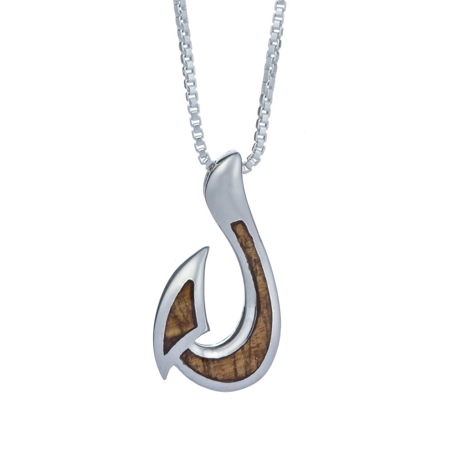 Koa Wood Fish Hook Necklace Small Landing Company