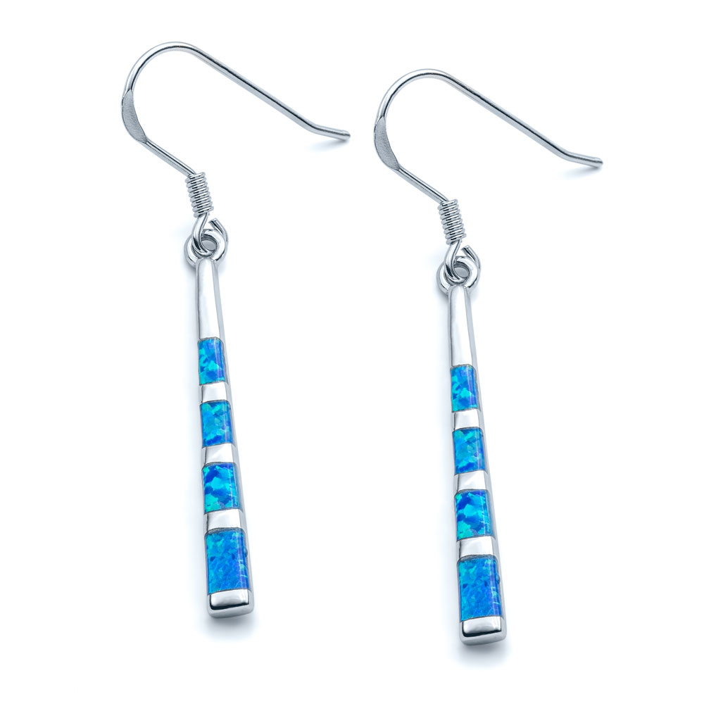 Blue Opal Color Bar Earrings