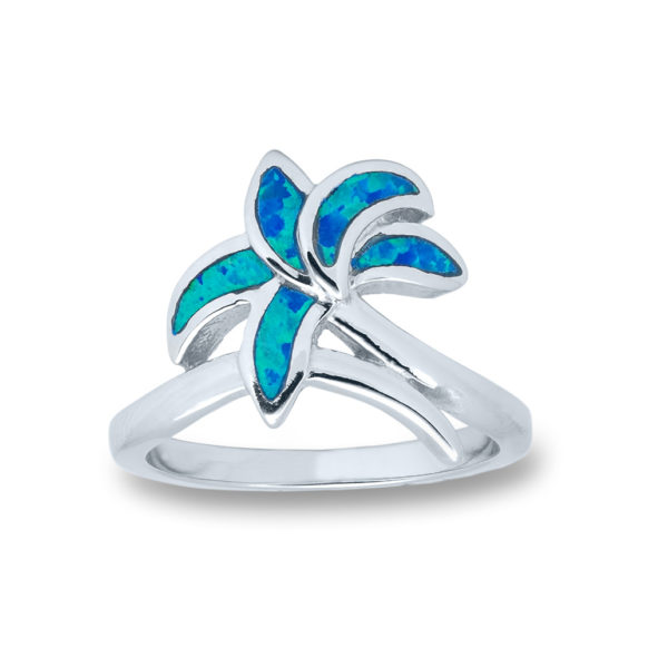 Palm Tree Blue Opal Ring