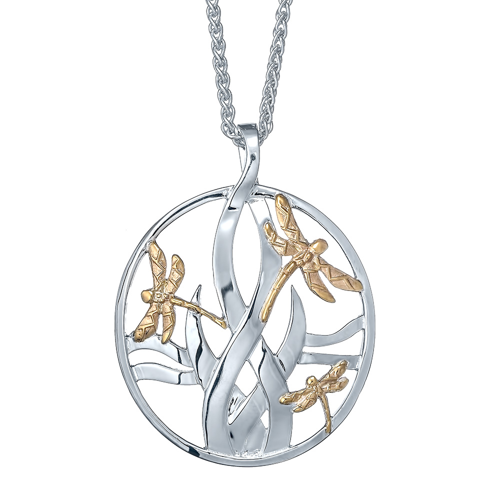 Dragonfly In Reeds Necklace with 10k Gold Landing Company