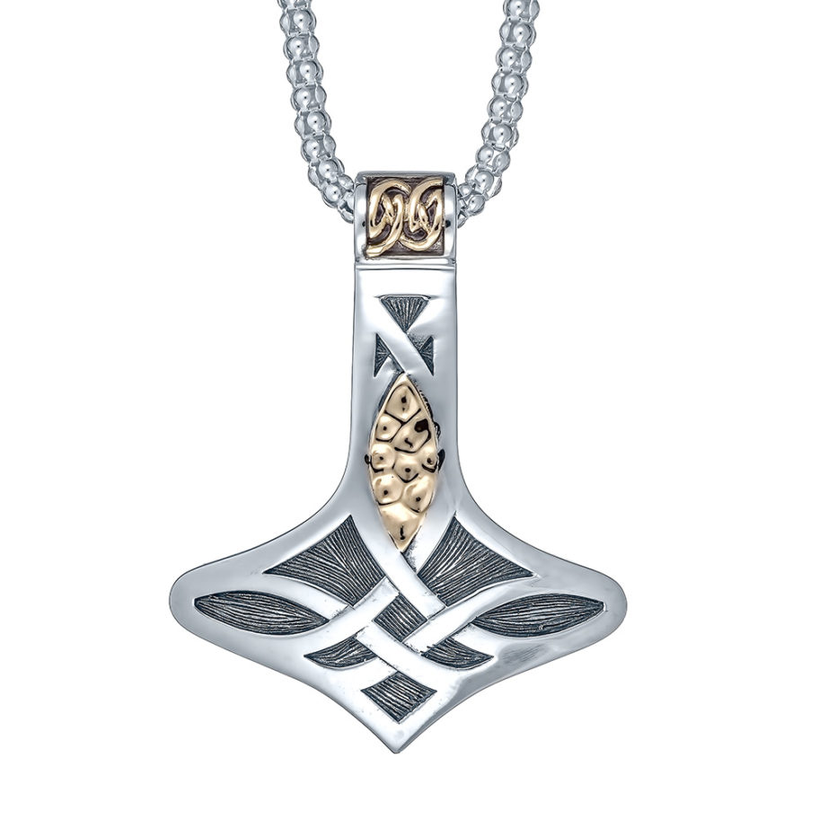 Nordic Thor's Hammer Necklace with 10k Gold Landing Company