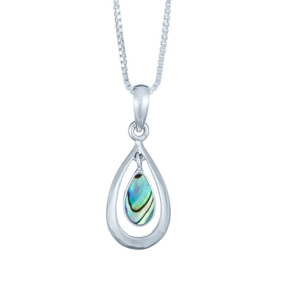 Sterling Silver Abalone Shell Cut Out Teardrop Necklace