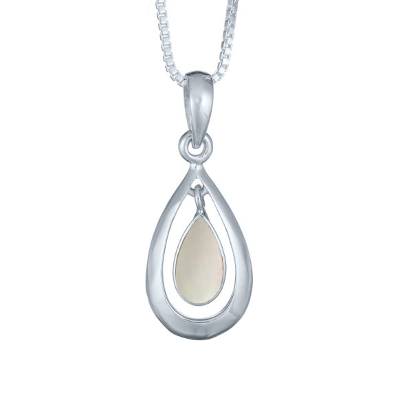 Sterling Silver Mother of Pearl Cut Out Teardrop Necklace