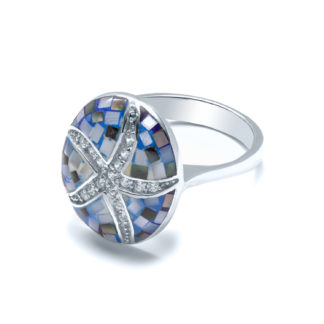 Mosaic Shell Glistening Starfish Ring SS-DI-173