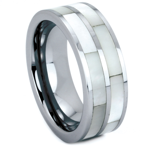 Mother of Pearl Inlay Tungsten Ring