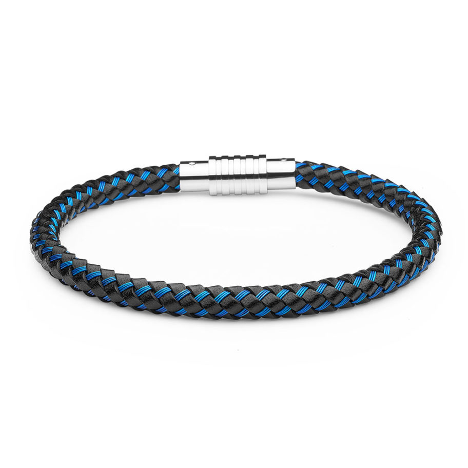 Aagaard Mens Jewelry Bracelet Blue and Black Leather - Landing Company