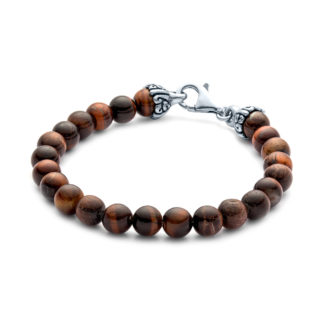 Mens Elements Gemstone Bead Bracelet 8mm Red Tigers Eye SS-EL-002