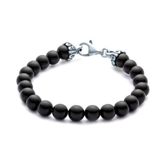 Mens Elements Gemstone Bead Bracelet 8mm Black Onyx SS-EL-003