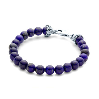 Mens Elements Gemstone Bead Bracelet 8mm Lapiz SS-EL-004