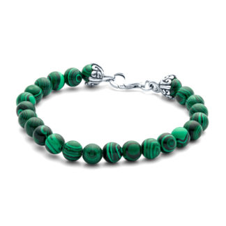 Mens Elements Gemstone Bead Bracelet 8mm Malachite SS-EL-005